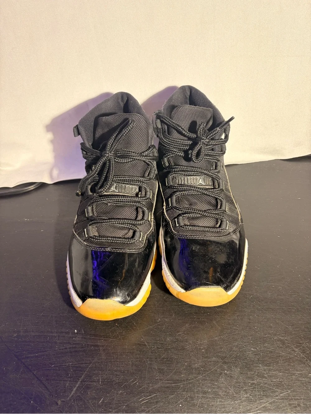 Jordan 5 Black Patent Leather High-Top Sneakers with Gum Sole